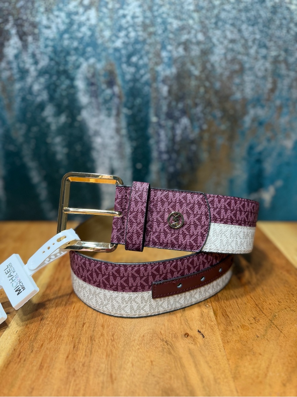 Michael Michael Kors Classic Reversible Signature Belt Berry Vanilla Small